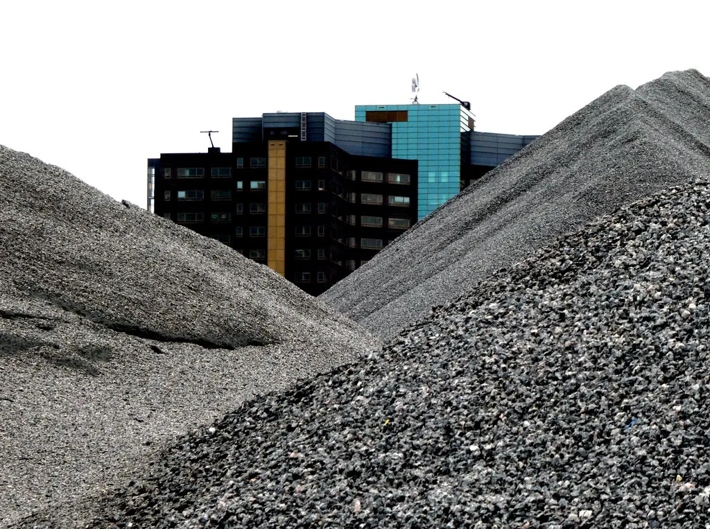 Piles of crushed aggregate